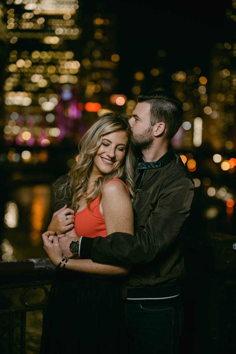 chicago engagement night shot