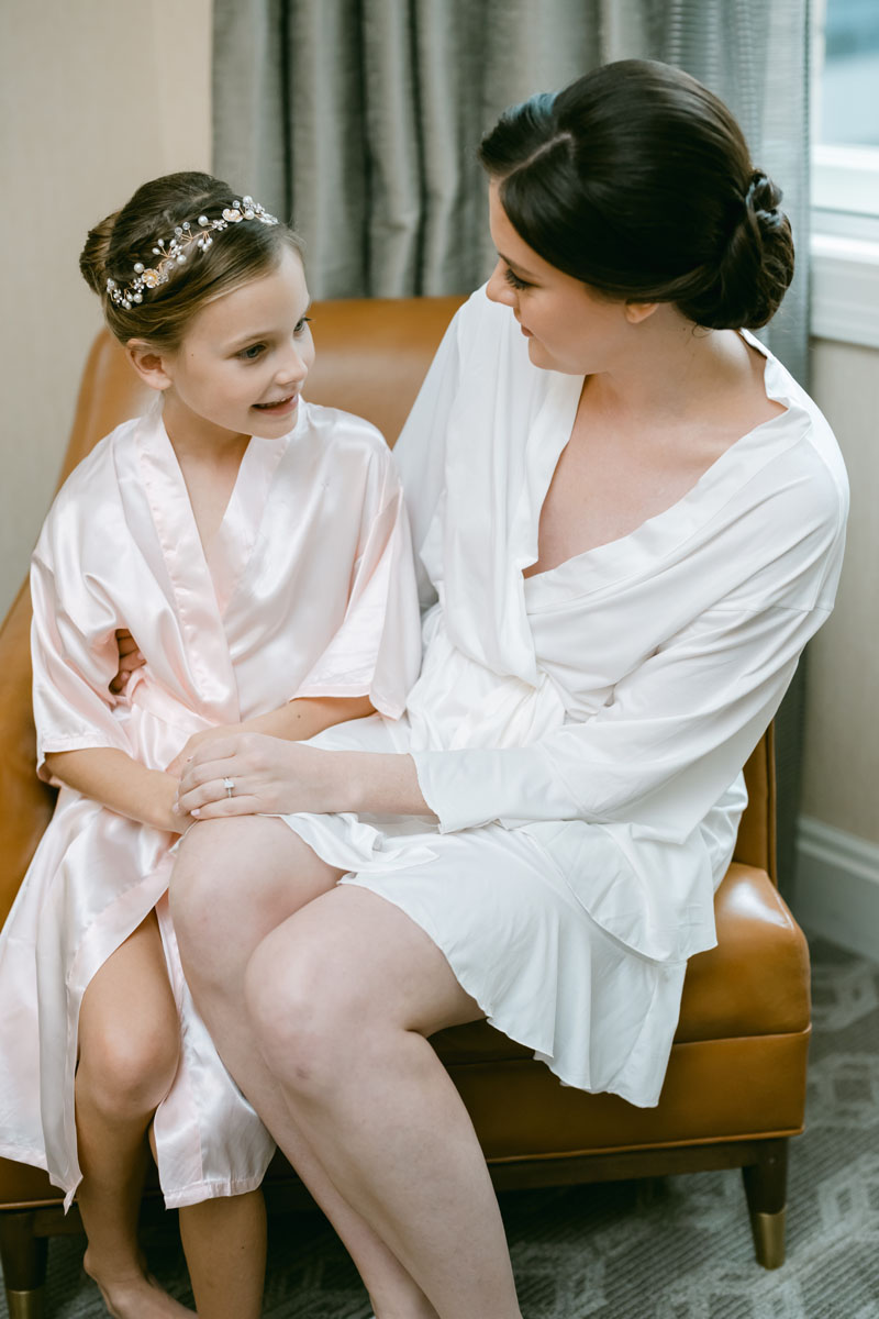bride laughing with niece