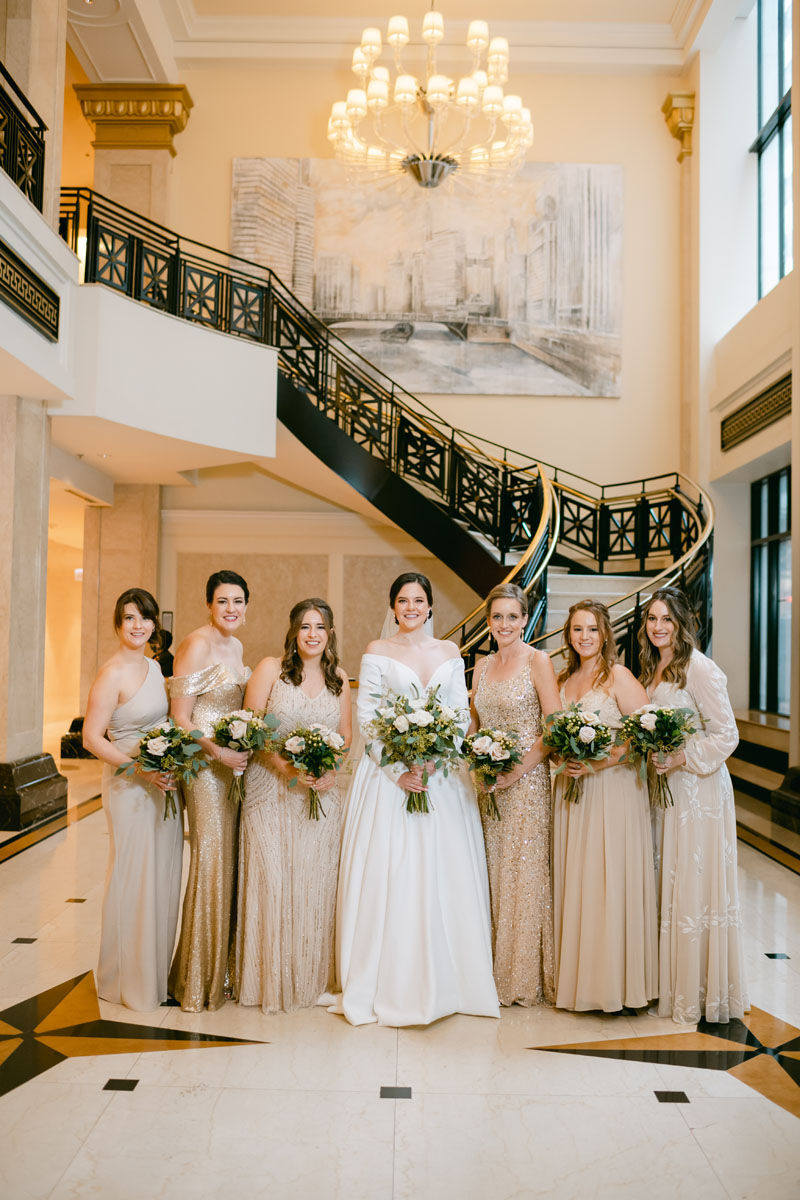 Bridesmaids in blush at JW Marriott wedding