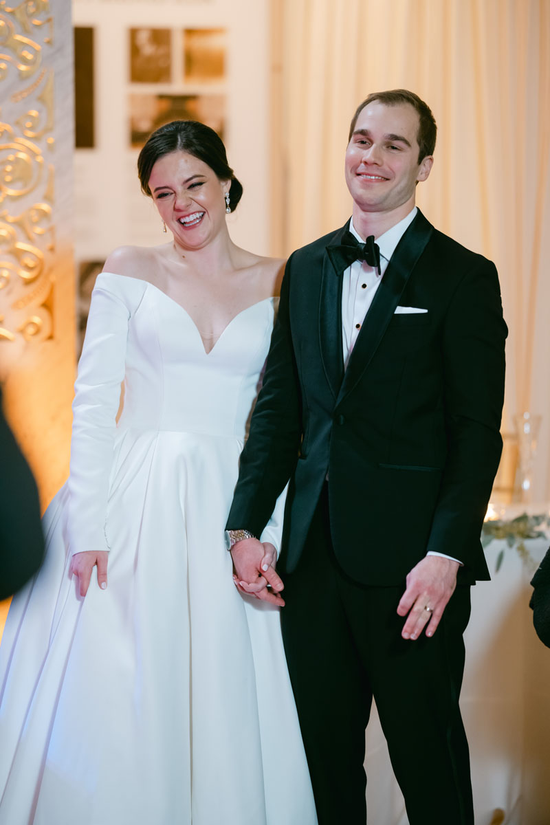 bride and groom at rookery building wedding