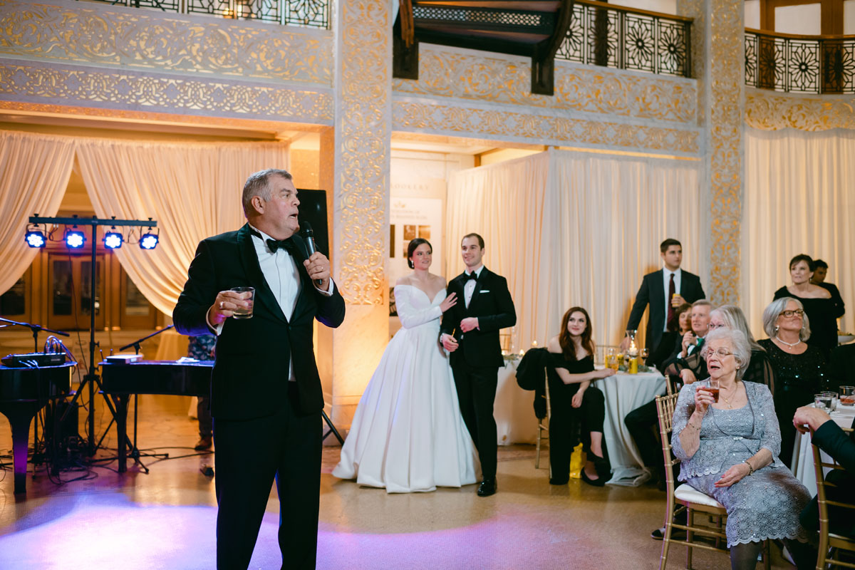 wedding toast at rookery building wedding
