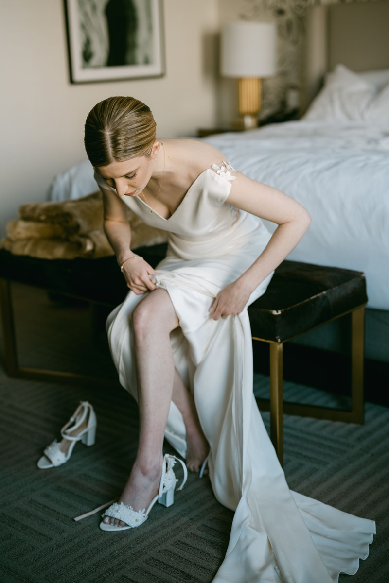 bride getting ready at the Gwen wedding