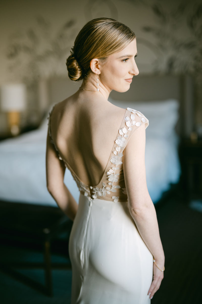 bride getting ready at the Gwen wedding