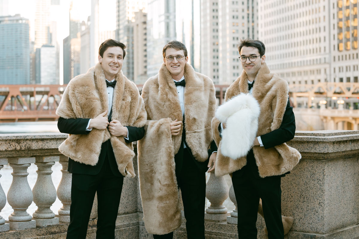 groomsmen in fur