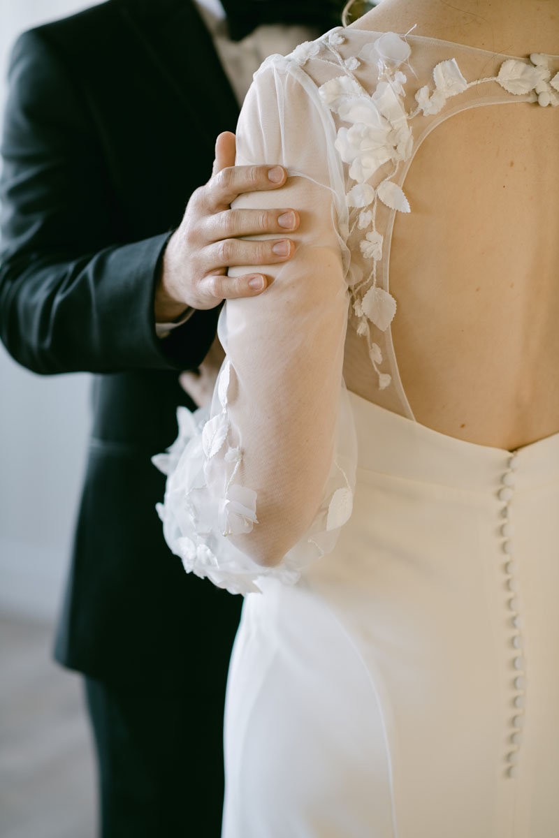 bride and groom first look