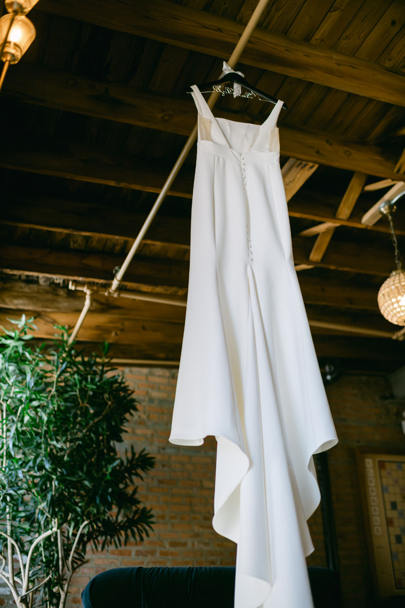wedding dress hanging at Fairlie wedding