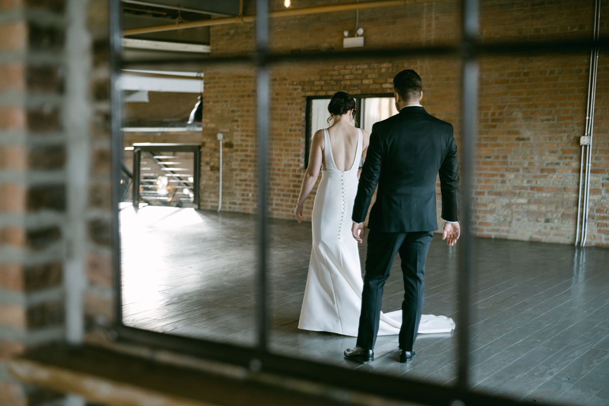 bride and groom first look