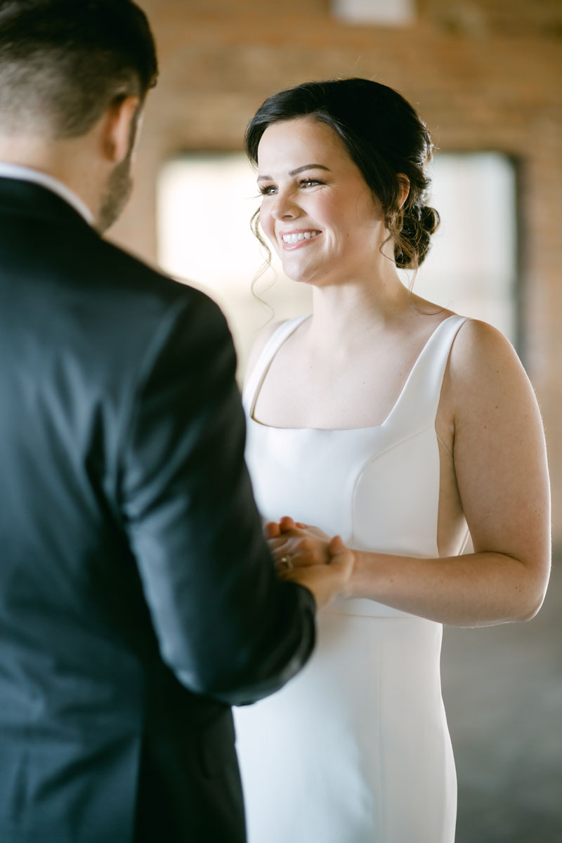 fairlie wedding bride and groom first look