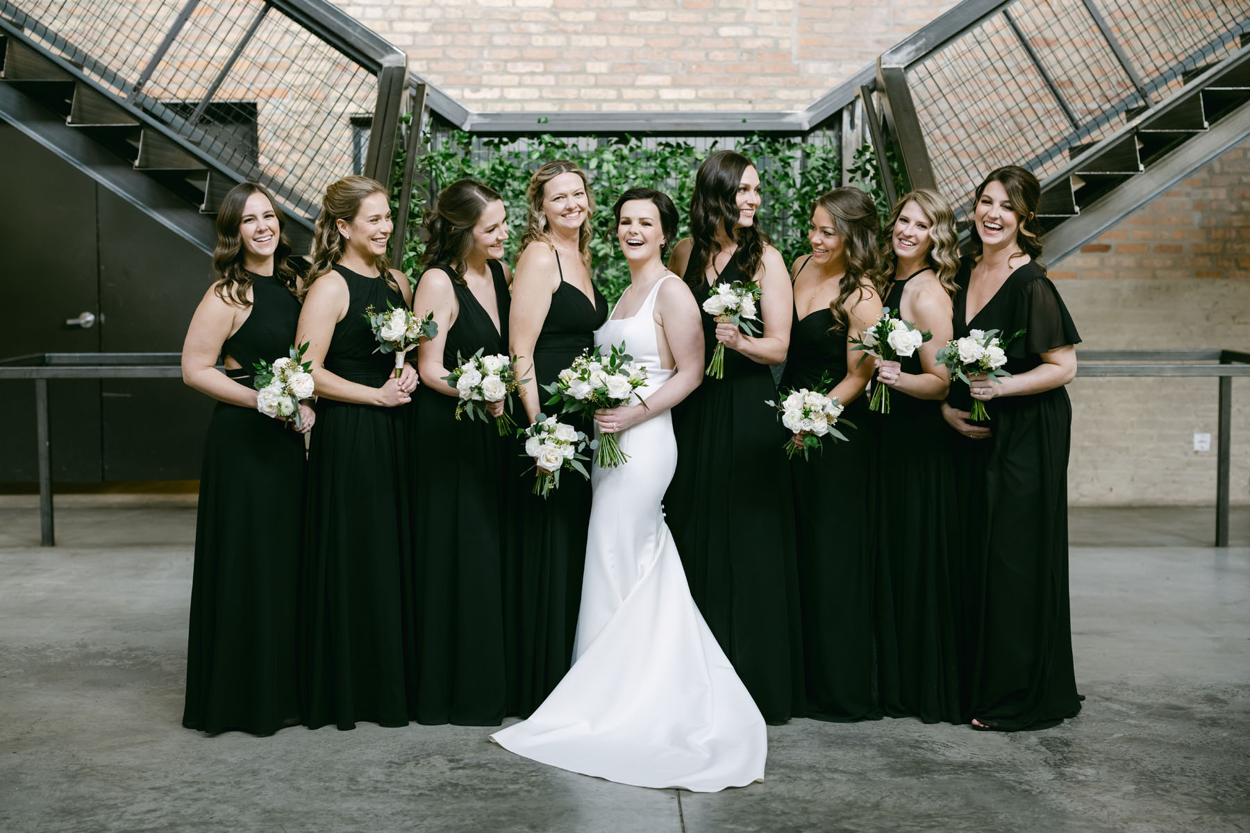 winter fairlie wedding black bridesmaids dresses