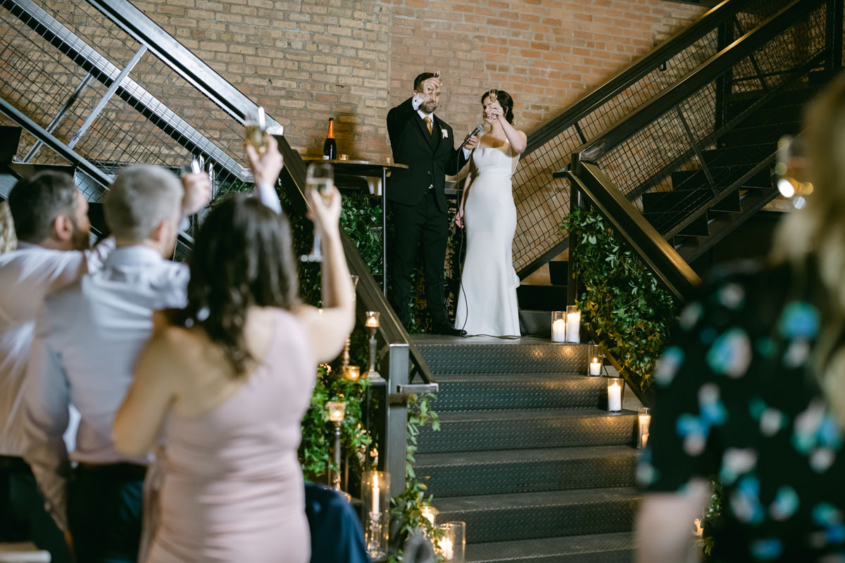 bride and groom wedding toast