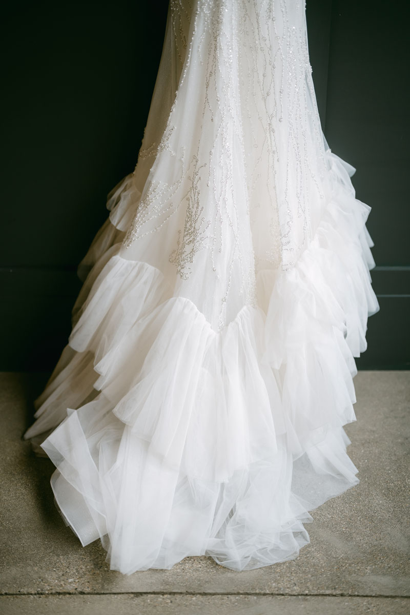 wedding dress hanging