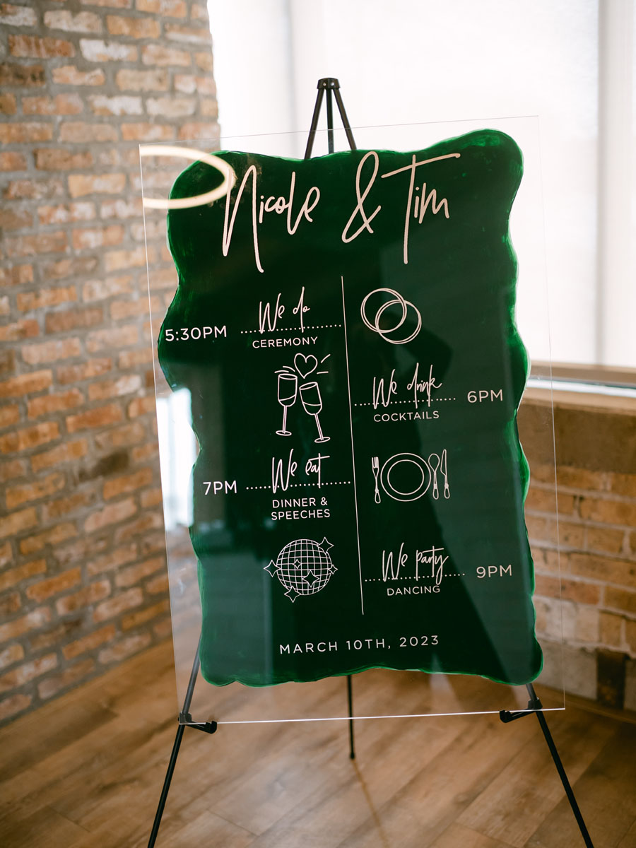 emerald green wedding sign