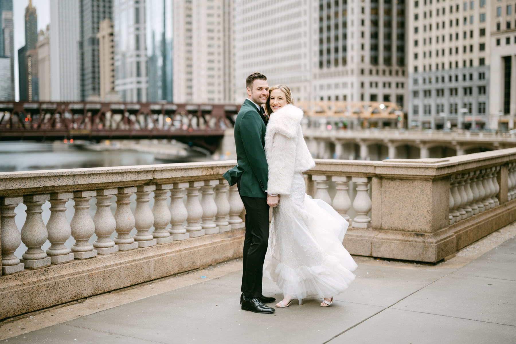 light and airy chicago wedding photographer emerald green winter wedding