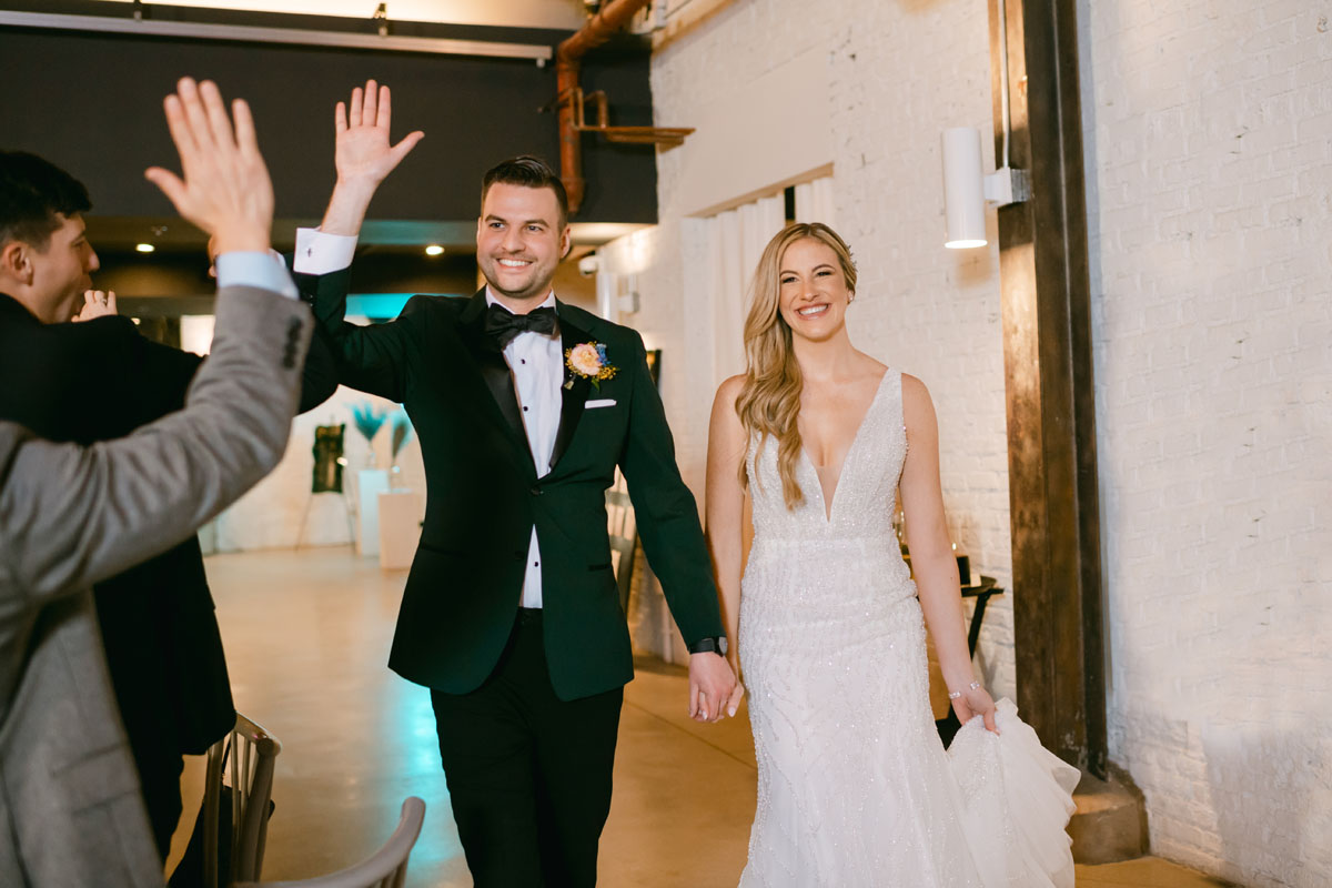 walden winter wedding bride and groom entrance