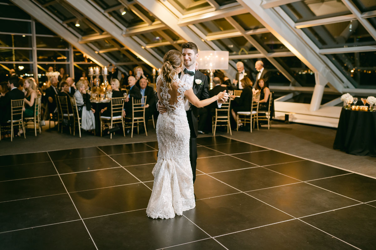 Adler Planetarium wedding bride and groom first dance
