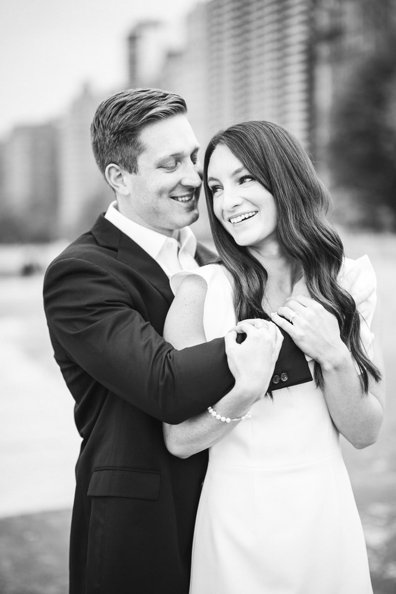 north avenue beach engagement black and white photography