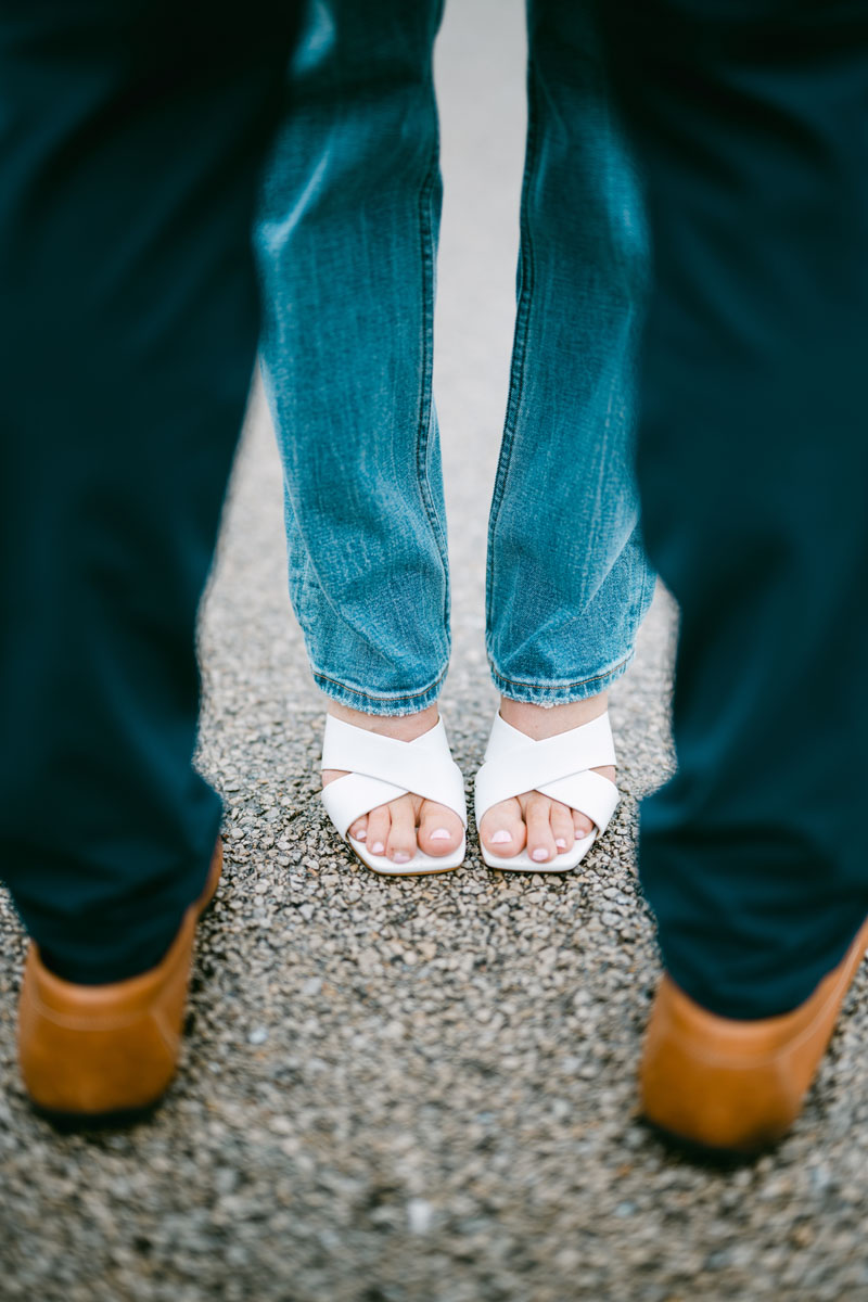 white shoes engagement shoot