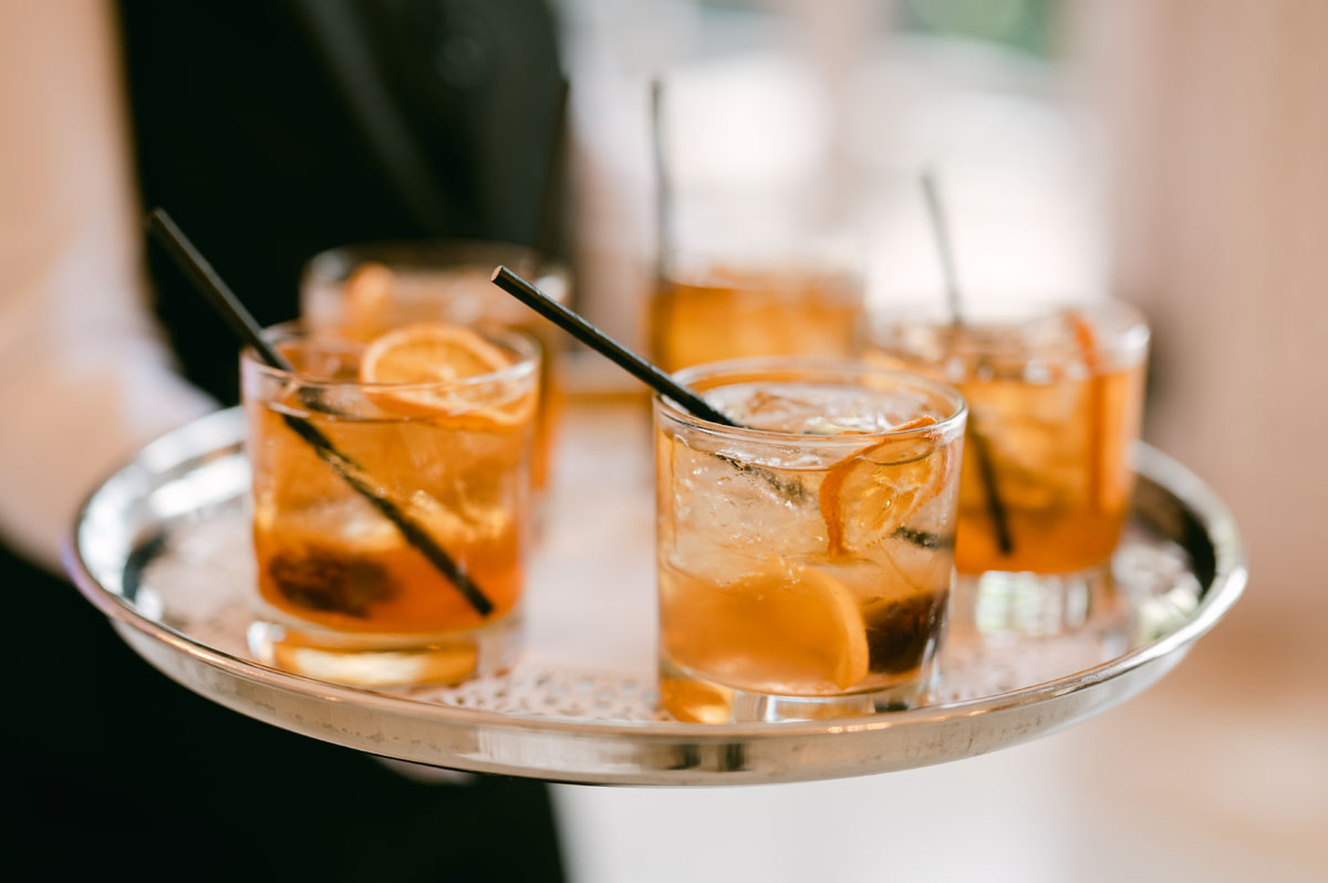 whisky cocktail at wedding reception