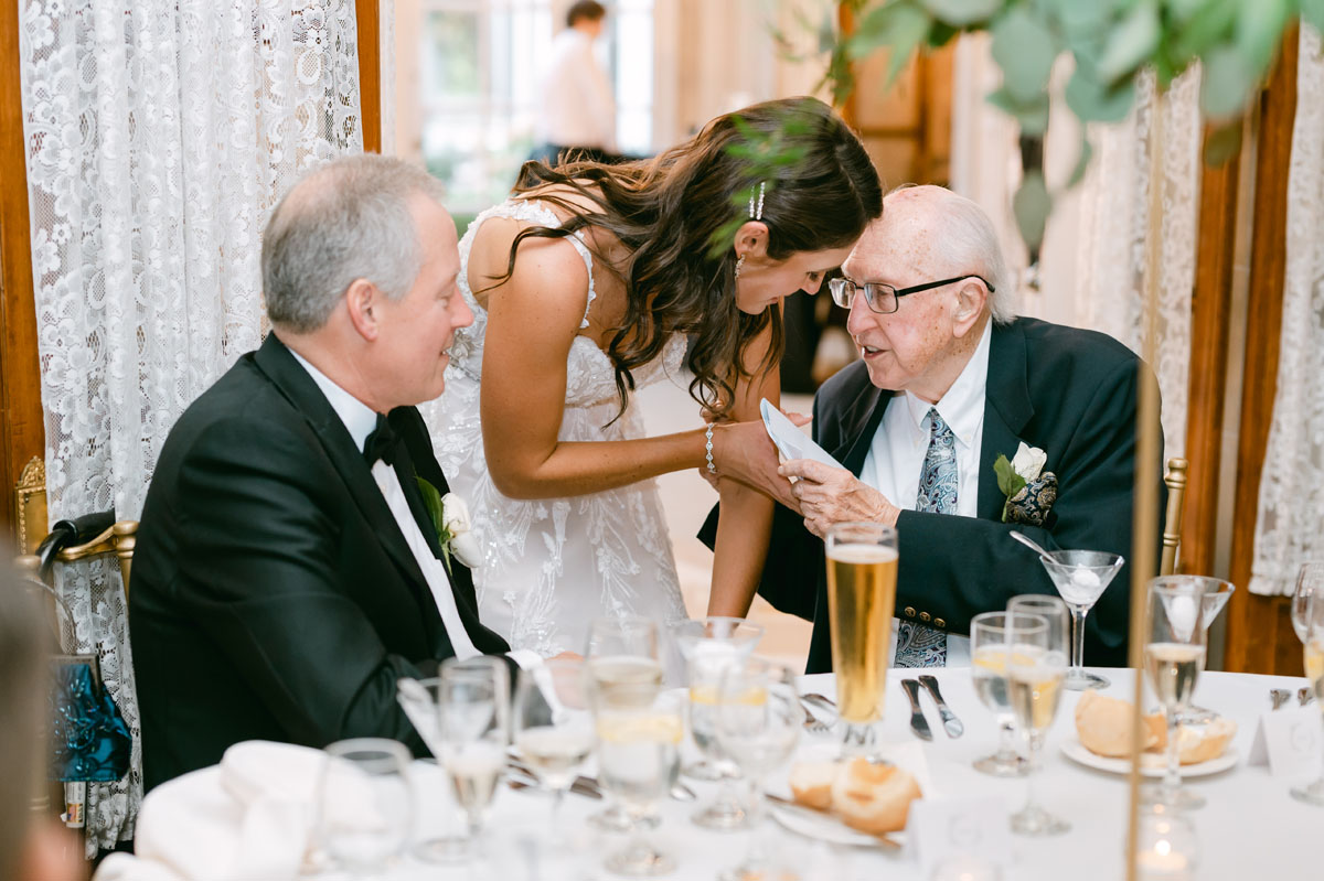 grandpa giving gift to bride