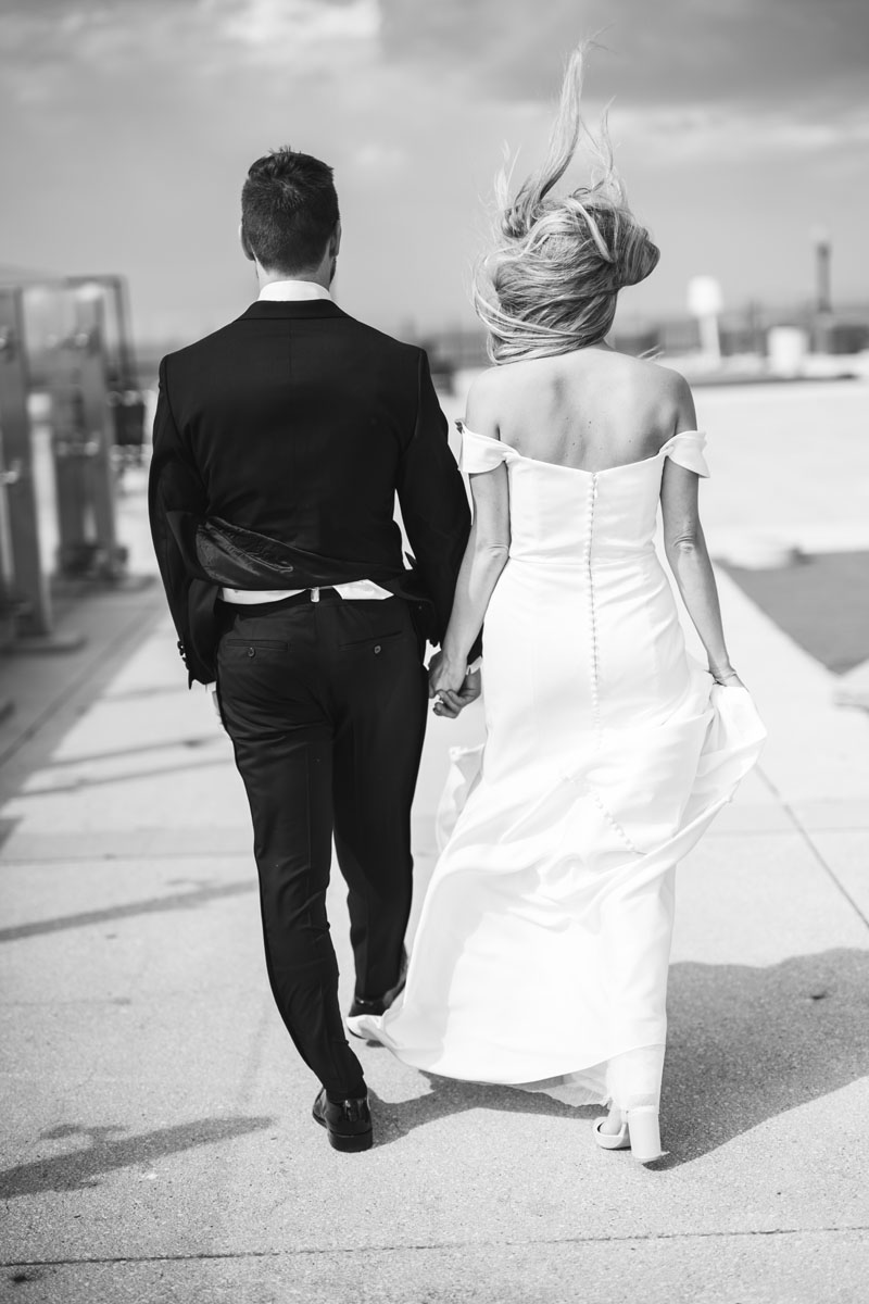 black and white wedding photography offshore rooftop wedding