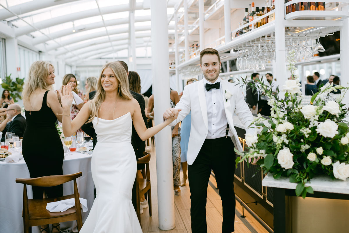 light and airy offshore rooftop wedding navy pier