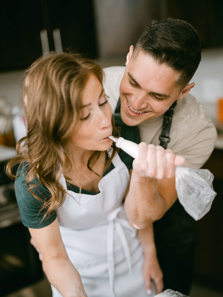 baking cookies engagement shoot light and bright photographer