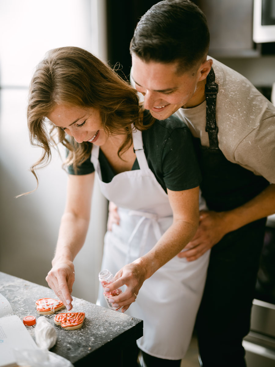 baking cookies engagement shoot light and bright photographer