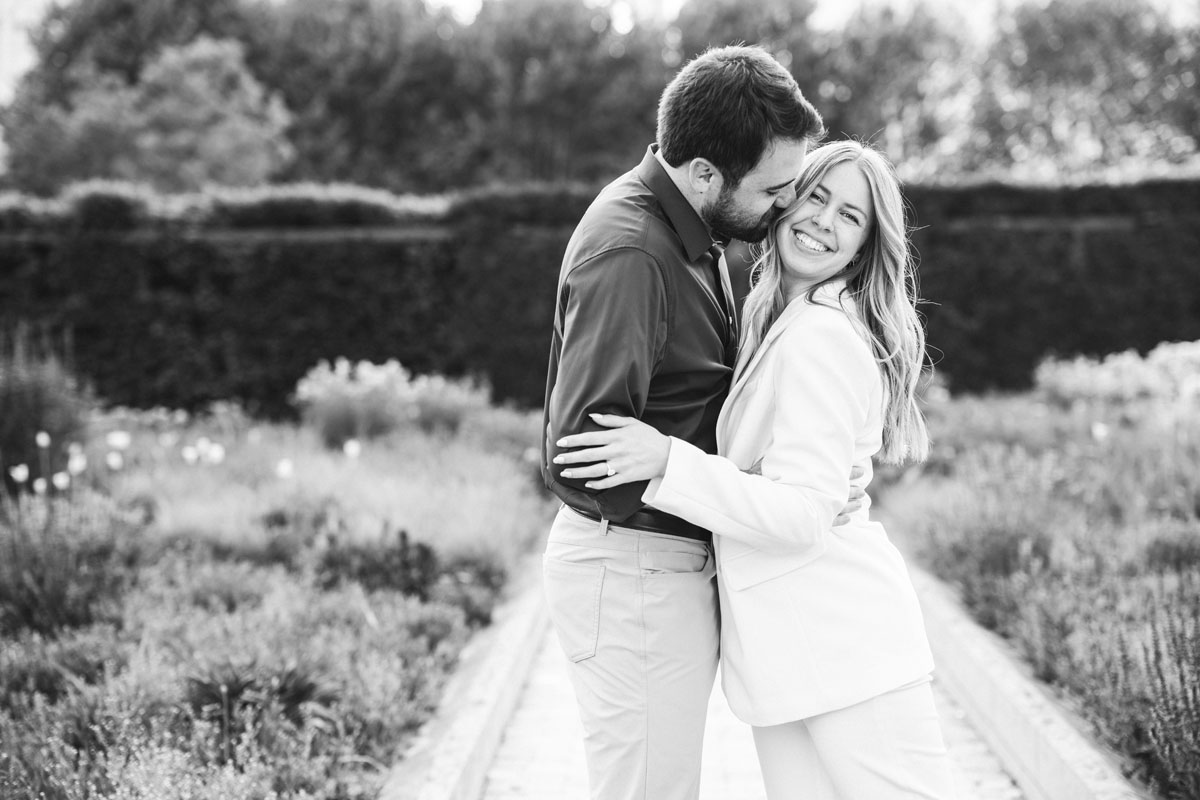 millennium park engagement black and white photography