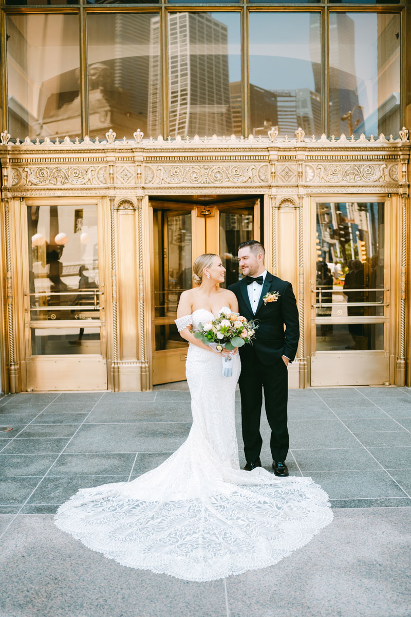 light and bright wrigley building wedding chicago true color wedding photographer