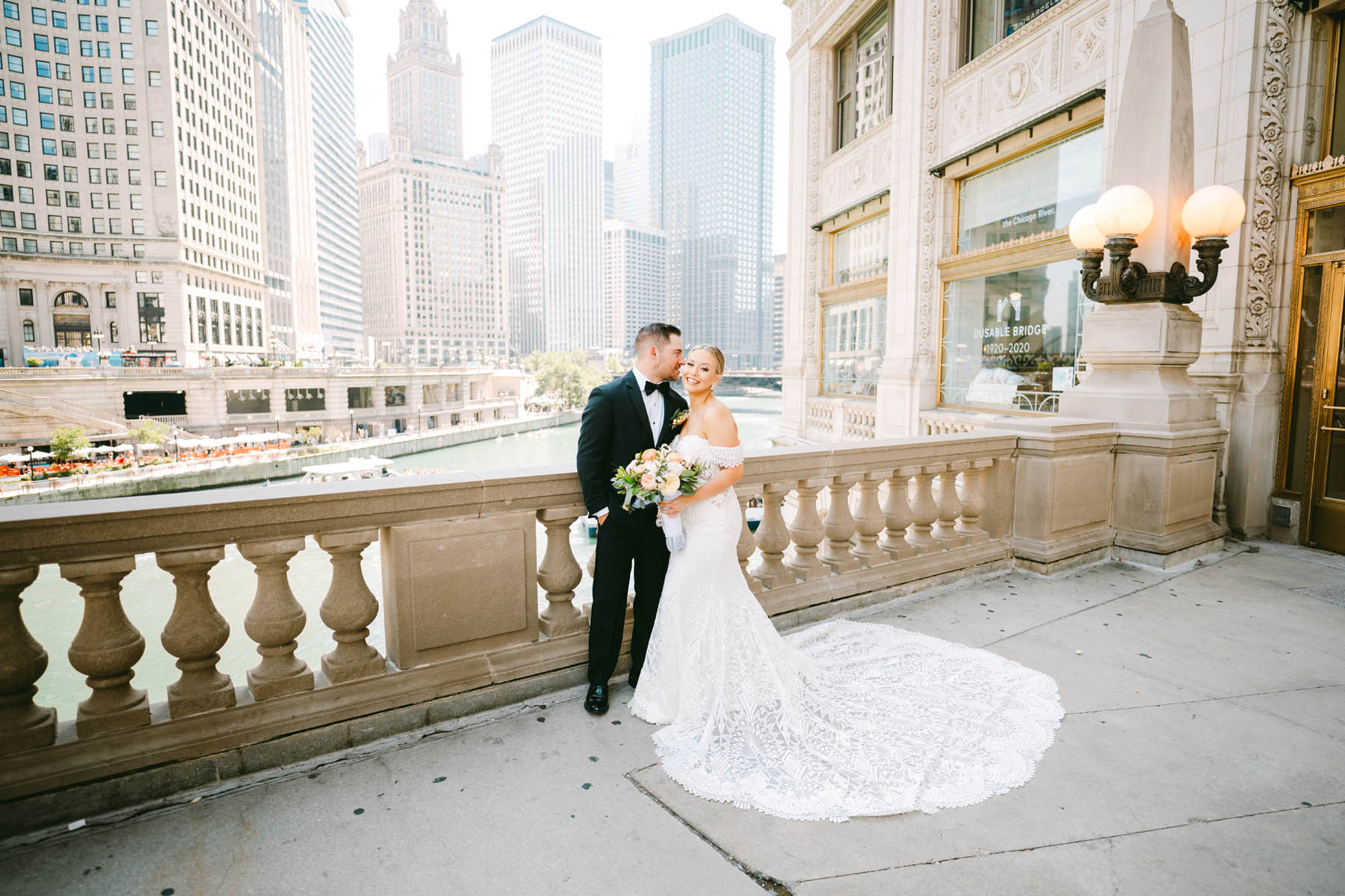 wrigley building wedding light and bright true color chicago photographer