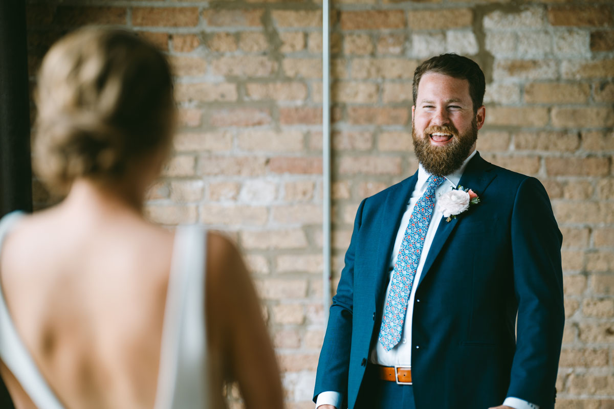 walden chicago wedding bride and groom first look
