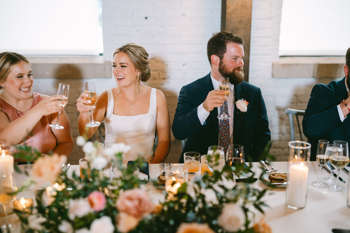 walden chicago wedding bride and groom toasting