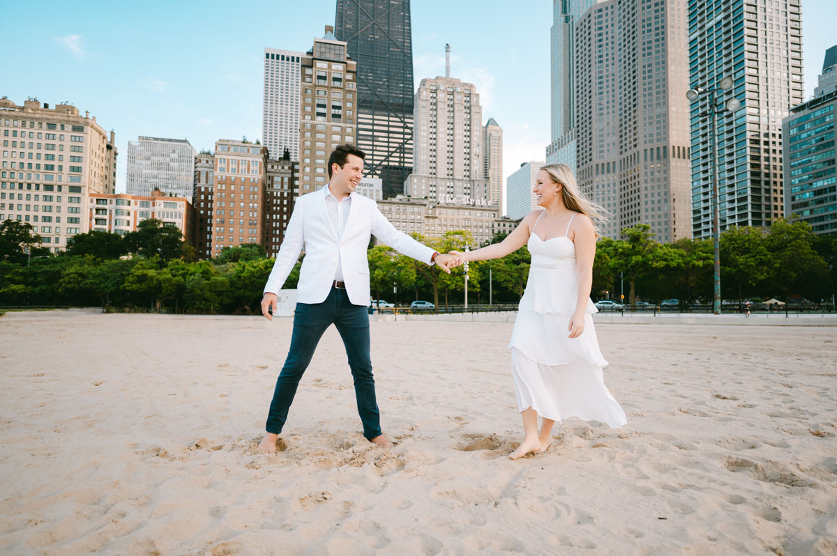 oak street beach engagement light and bright photographer