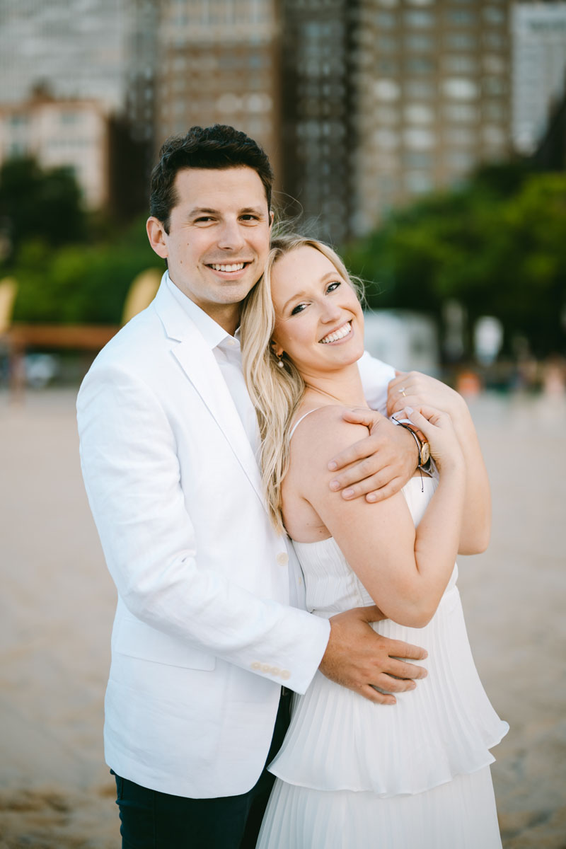oak street beach engagement light and bright photographer