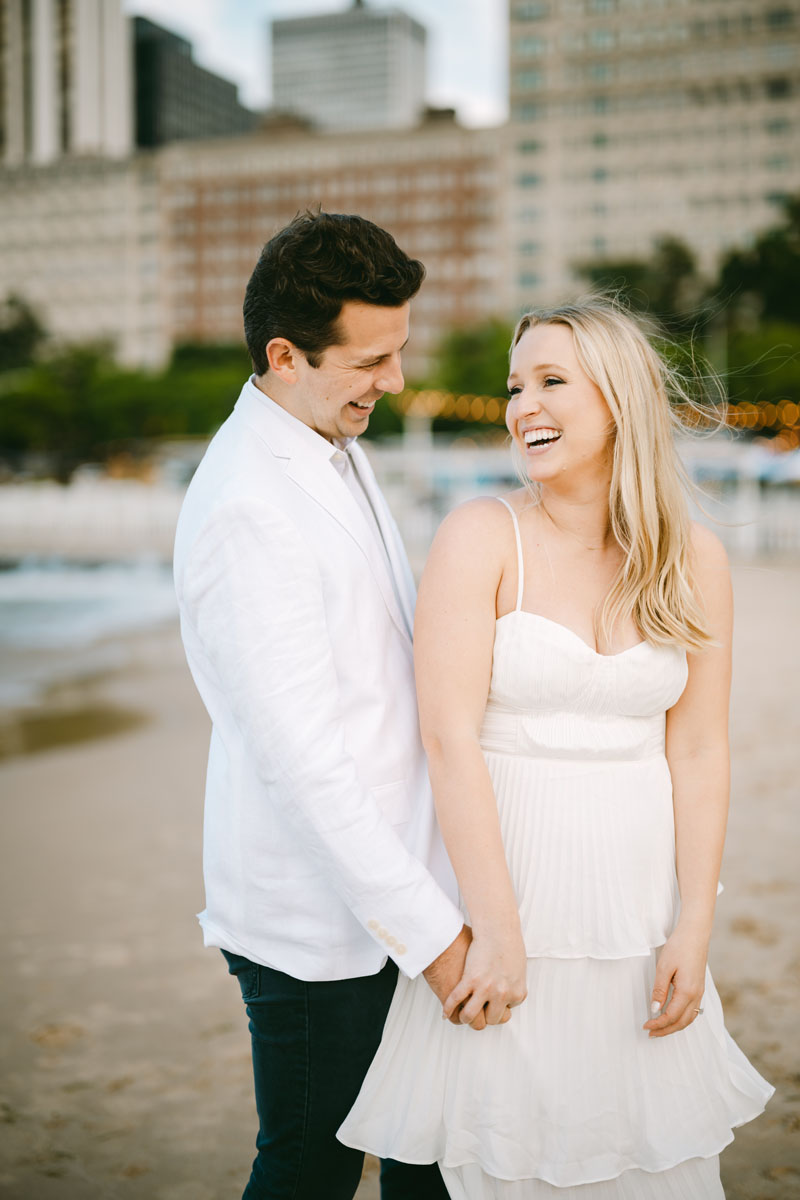 oak street beach engagement light and bright photographer