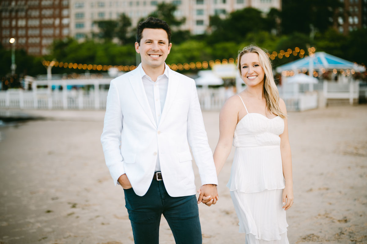 oak street beach engagement light and bright photographer