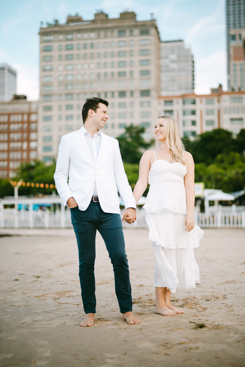 oak street beach engagement light and bright photographer