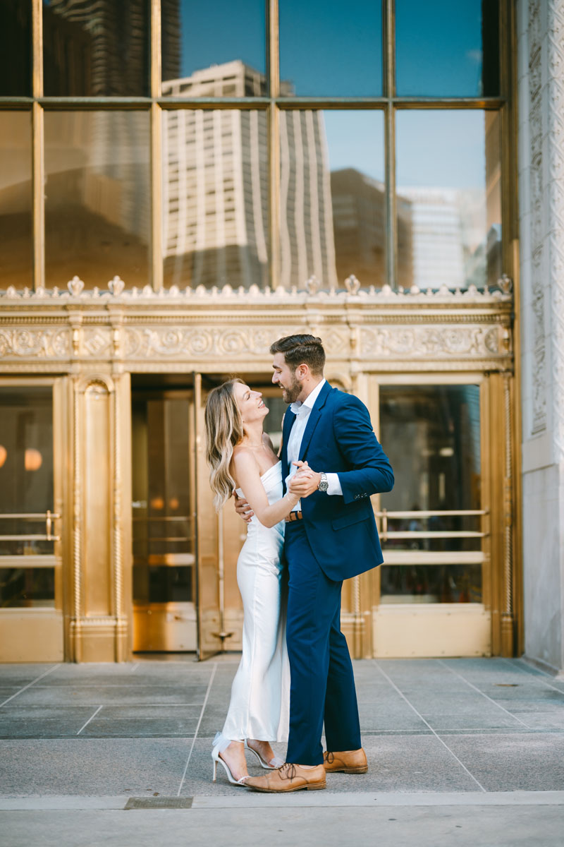 light and bright wrigley building engagement photographer