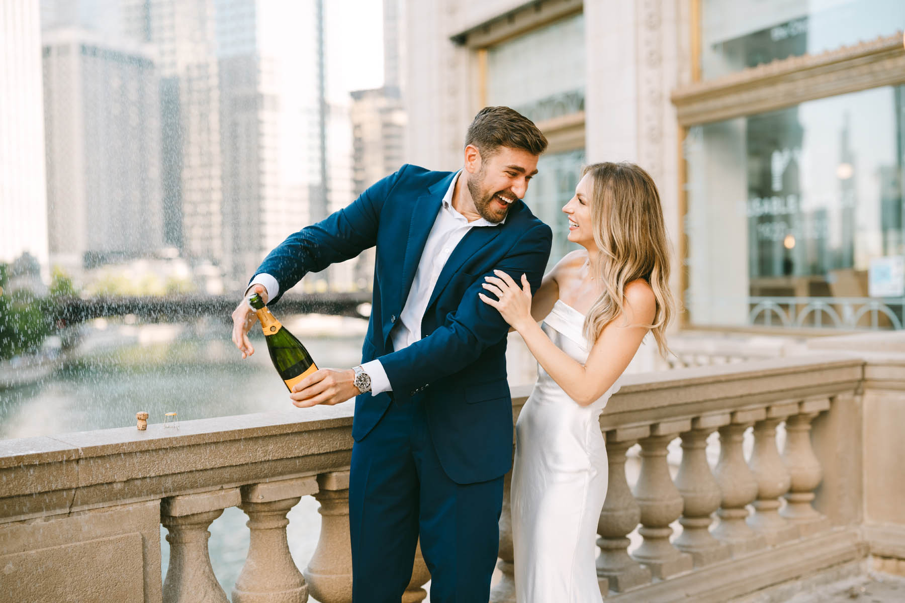 champagne pop chicago riverwalk engagement best photographer