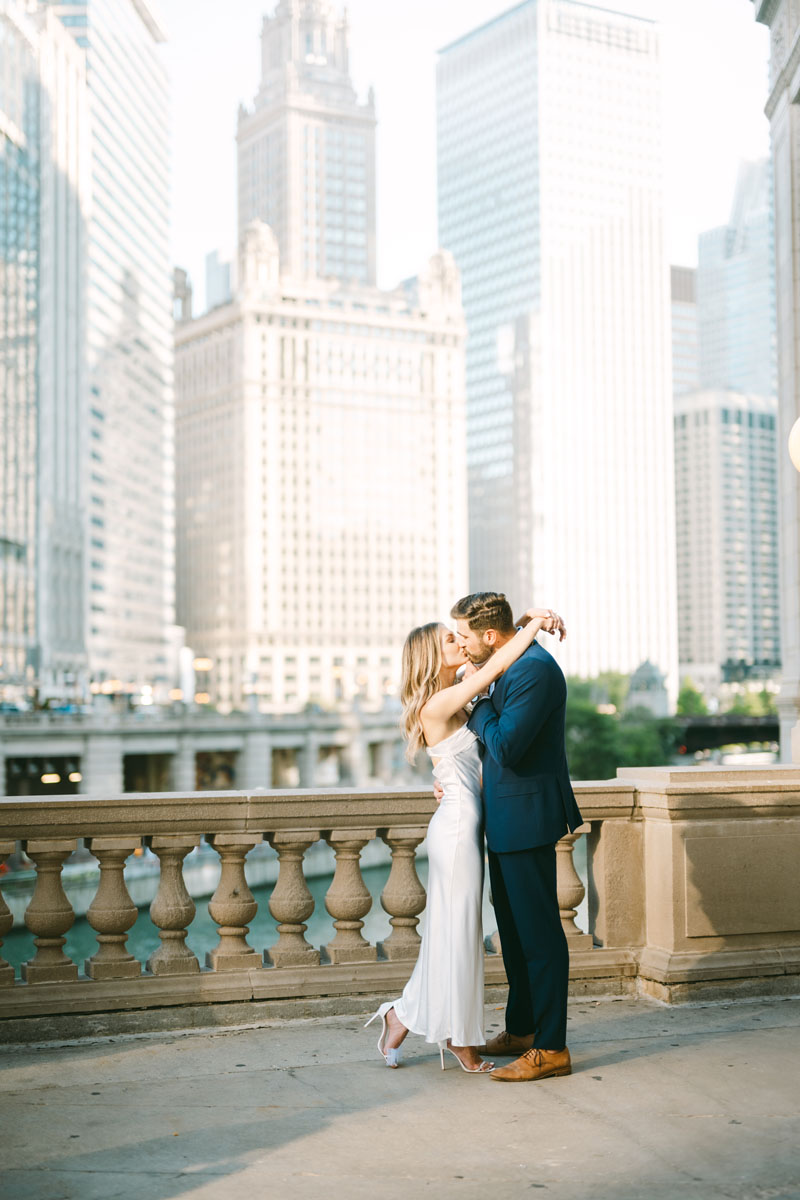 light and bright wrigley building engagement photographer