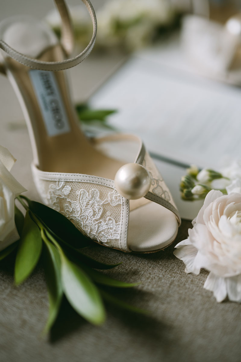 badgley mischka lace and pearl wedding shoes