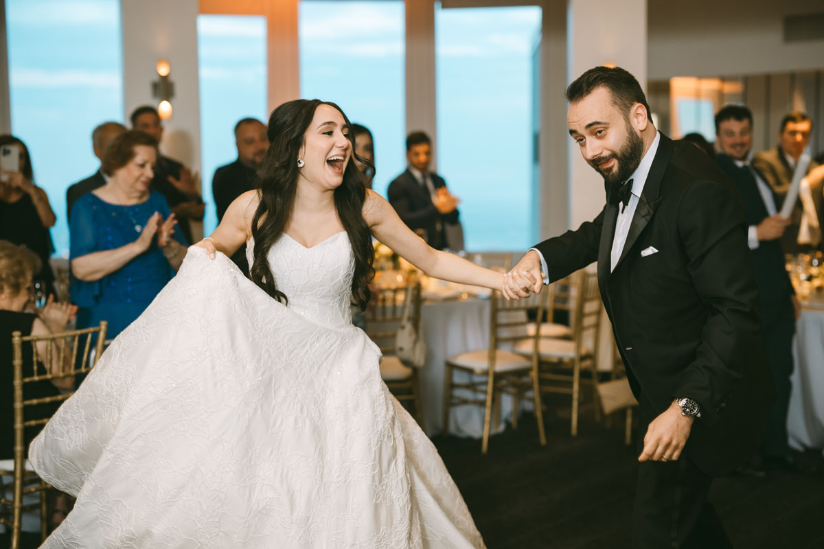 W Hotel wedding reception lakeshore chicago bride and groom entrance
