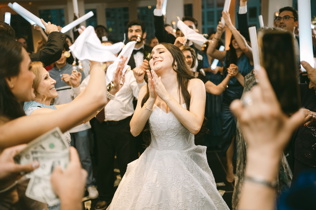 greek W Hotel wedding reception dancing dollar dance