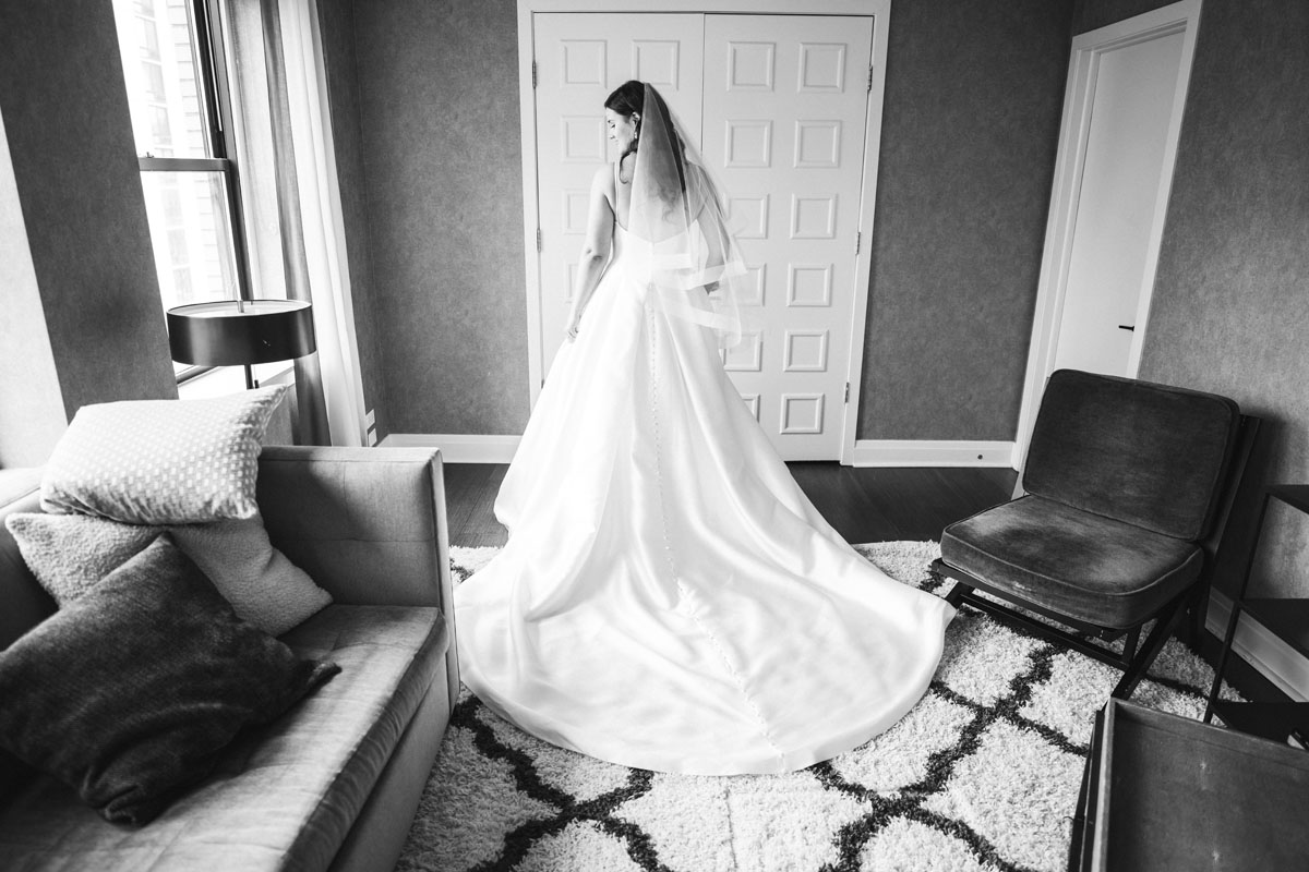 bride getting ready on wedding day