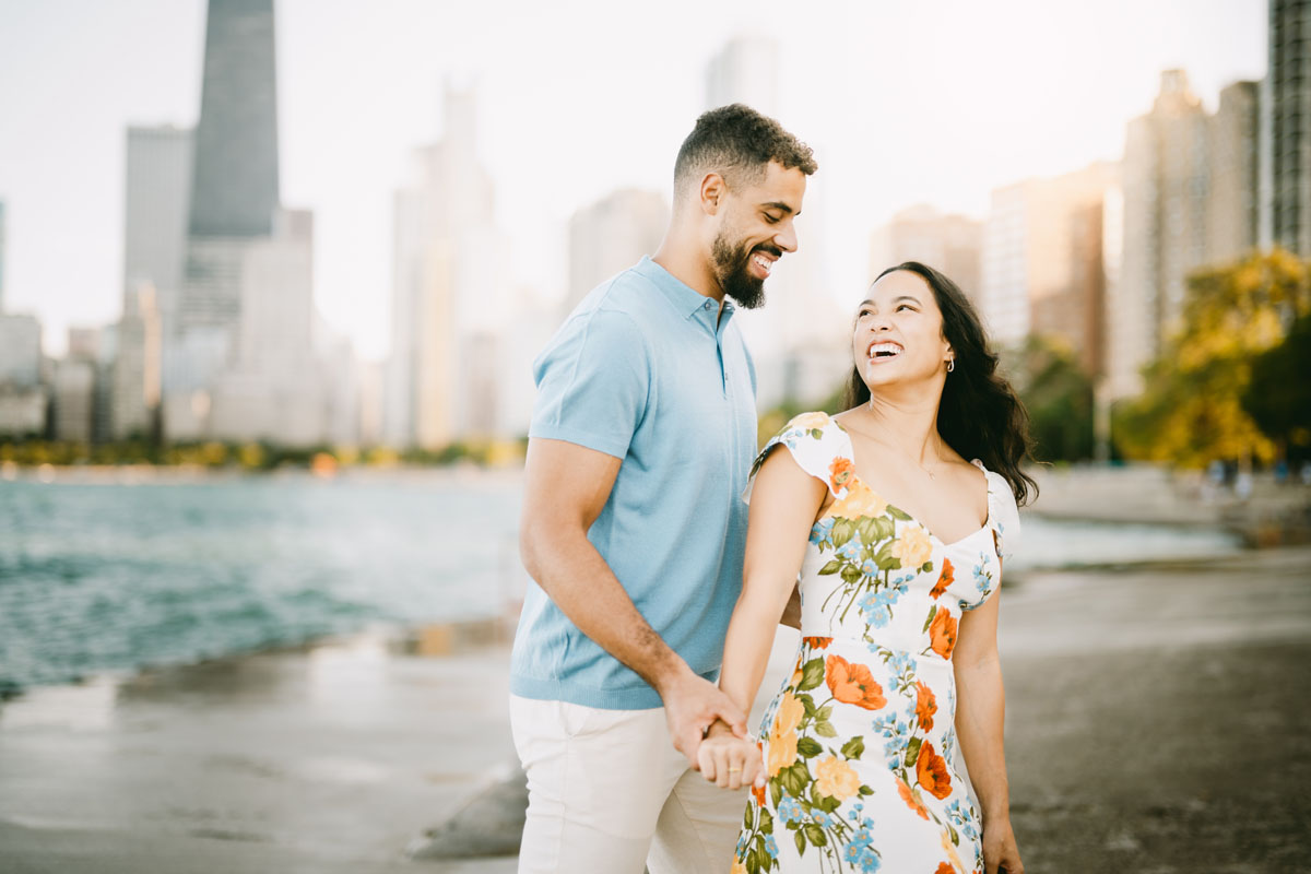 light and bright north avenue beach engagement photographer