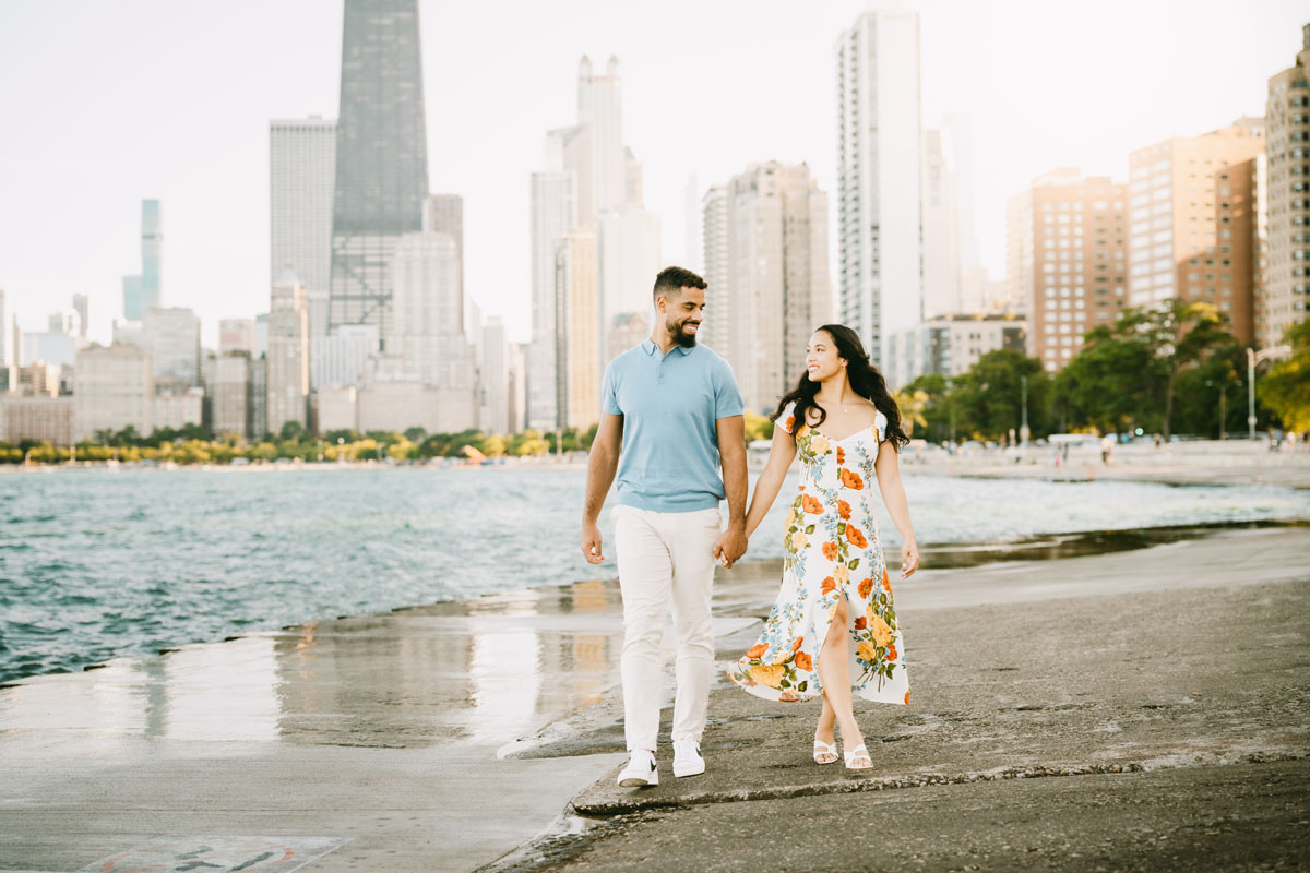 light and bright north avenue beach engagement photographer