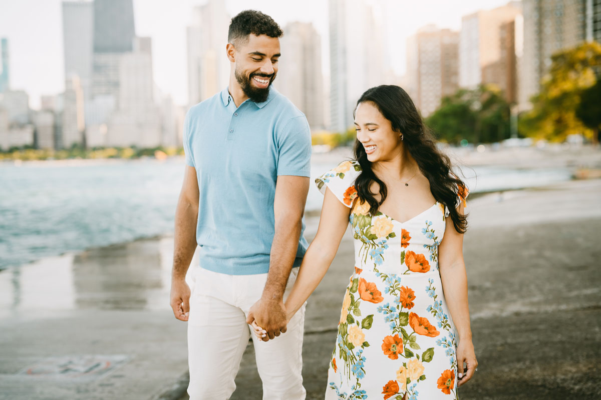 light and bright north avenue beach engagement photographer