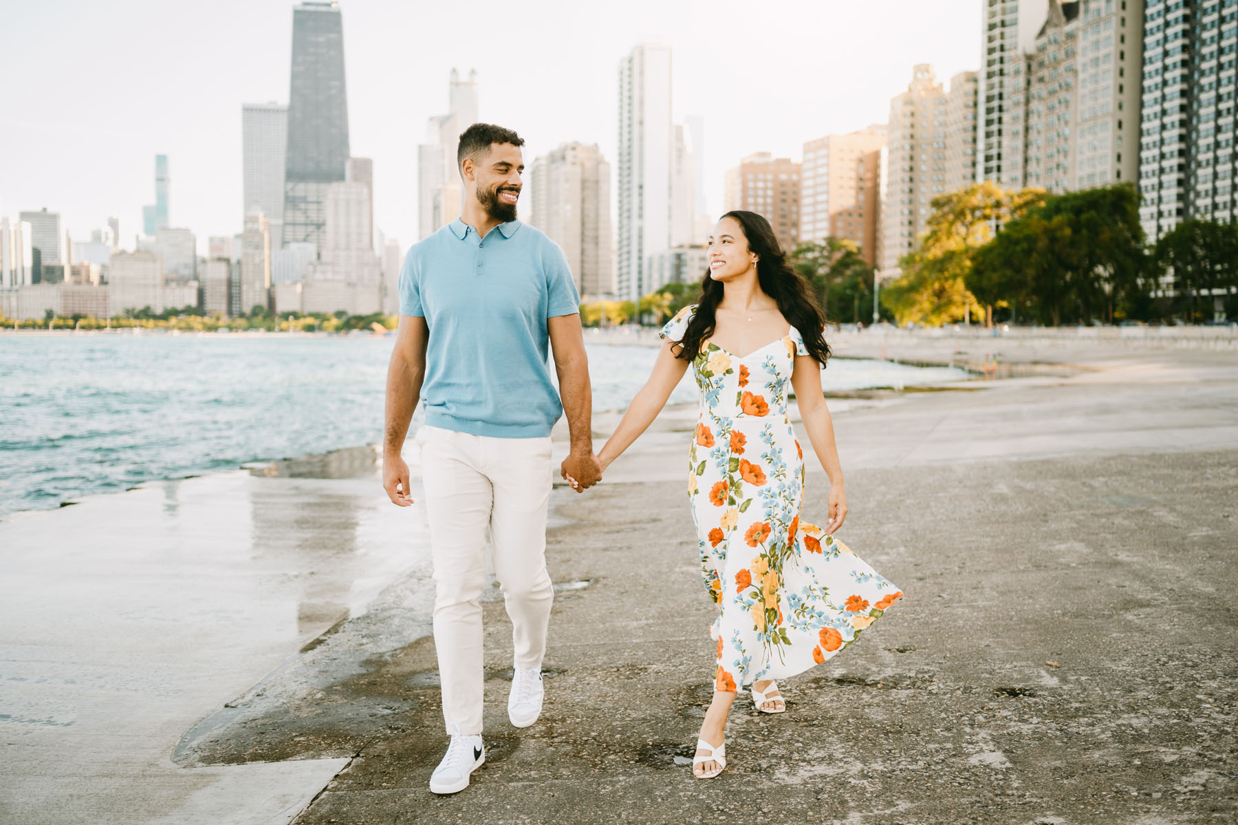 light and bright north avenue beach engagement photographer