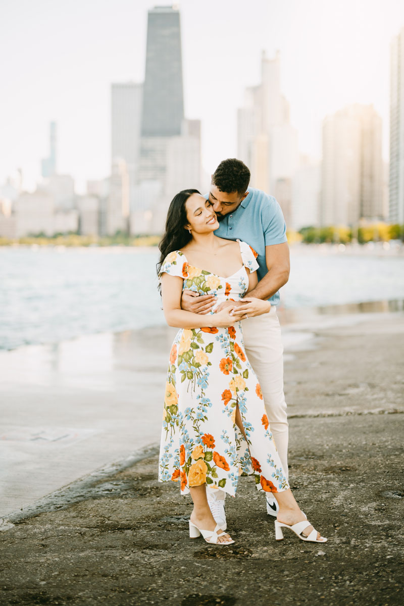 light and bright north avenue beach engagement photographer