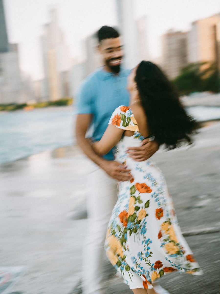 light and bright north avenue beach engagement photographer